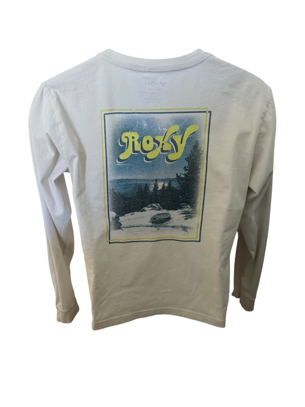 Roxy White Long Sleeve Tee with Yellow and Blue Graphic